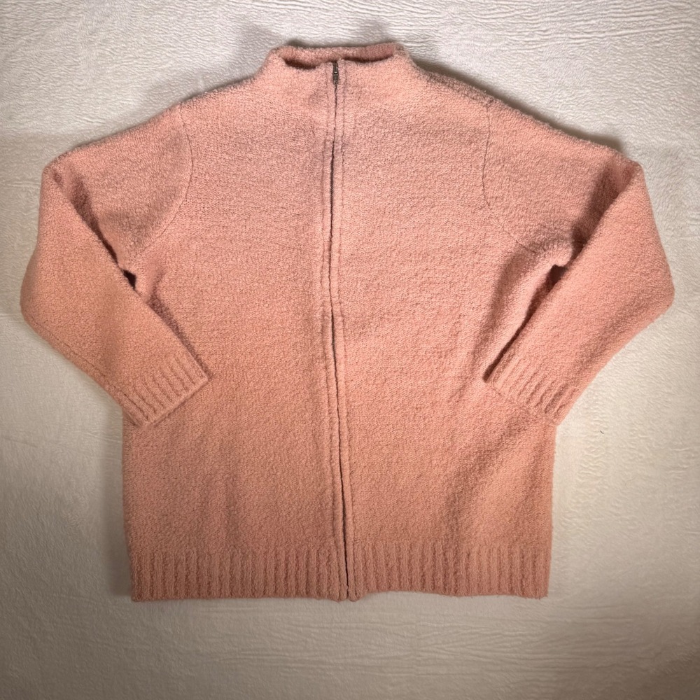 JONES NEW YORK SPORT Pink‎ Fuzzy Textured Zip Up Sweater Warm Cozy Size 2X